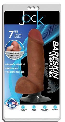 [CN-09-0453-12] JUGUETES - JOCK BARESKIN 7" VIBRATING DONG WITH BALLS MOCHA